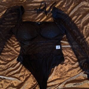 Haute Monde Black Sheer Bodysuit